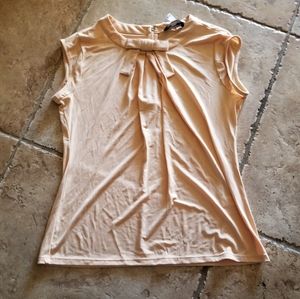 Karl Lagerfield Knit Bow Blouse Golden Straw S NWT